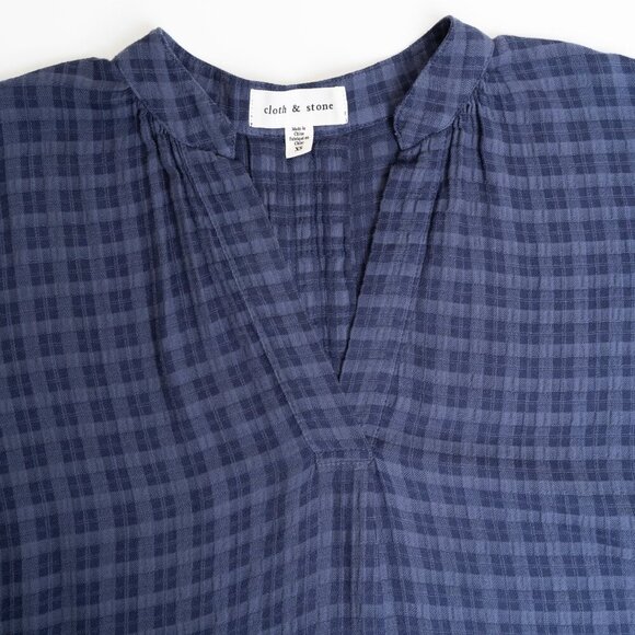 Anthropologie Cloth & Stone Short-Sleeve Pullover Blouse Top Blue NEW - Picture 6 of 14